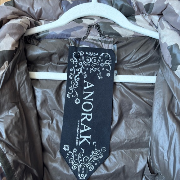 My Anorak Crop Sleeve Down Puffer Jacket Black/Pewter Camo Women’s Size Medium - Picture 5 of 7